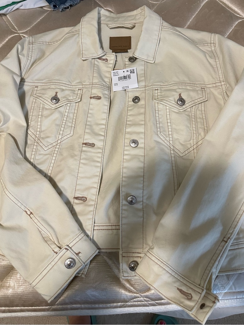 American Eagle Outfitters Cream Button-Up Jacket